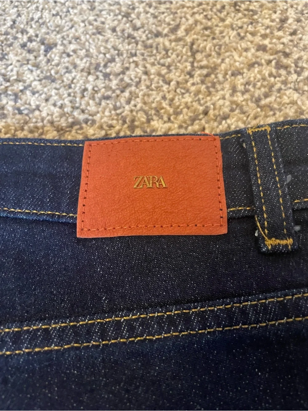 Zara Straight Leg High Rise Soft Stretch Dark Wash Jeans